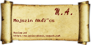 Mojszin Akács névjegykártya